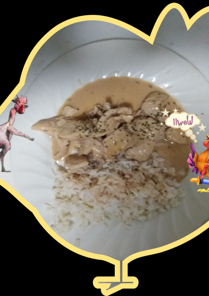 Una foto de Pollo con mermelada de fresa y queso