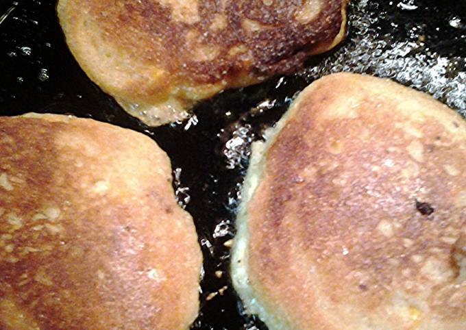 Fried cornbread with corn and bacon