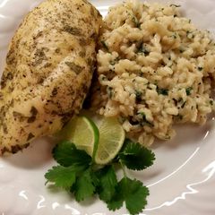 A picture of Garlic Parmesan Cilantro Risotto.