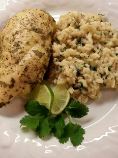 A picture of Garlic Parmesan Cilantro Risotto.