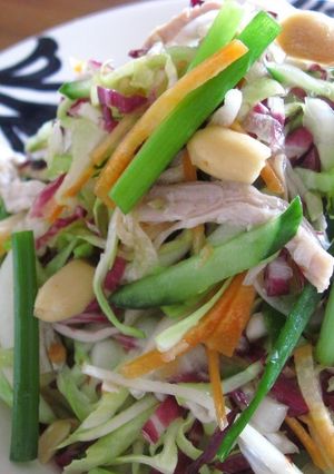 A picture of Vietnamese-Style Chicken Salad with Heaps of Vegetables.