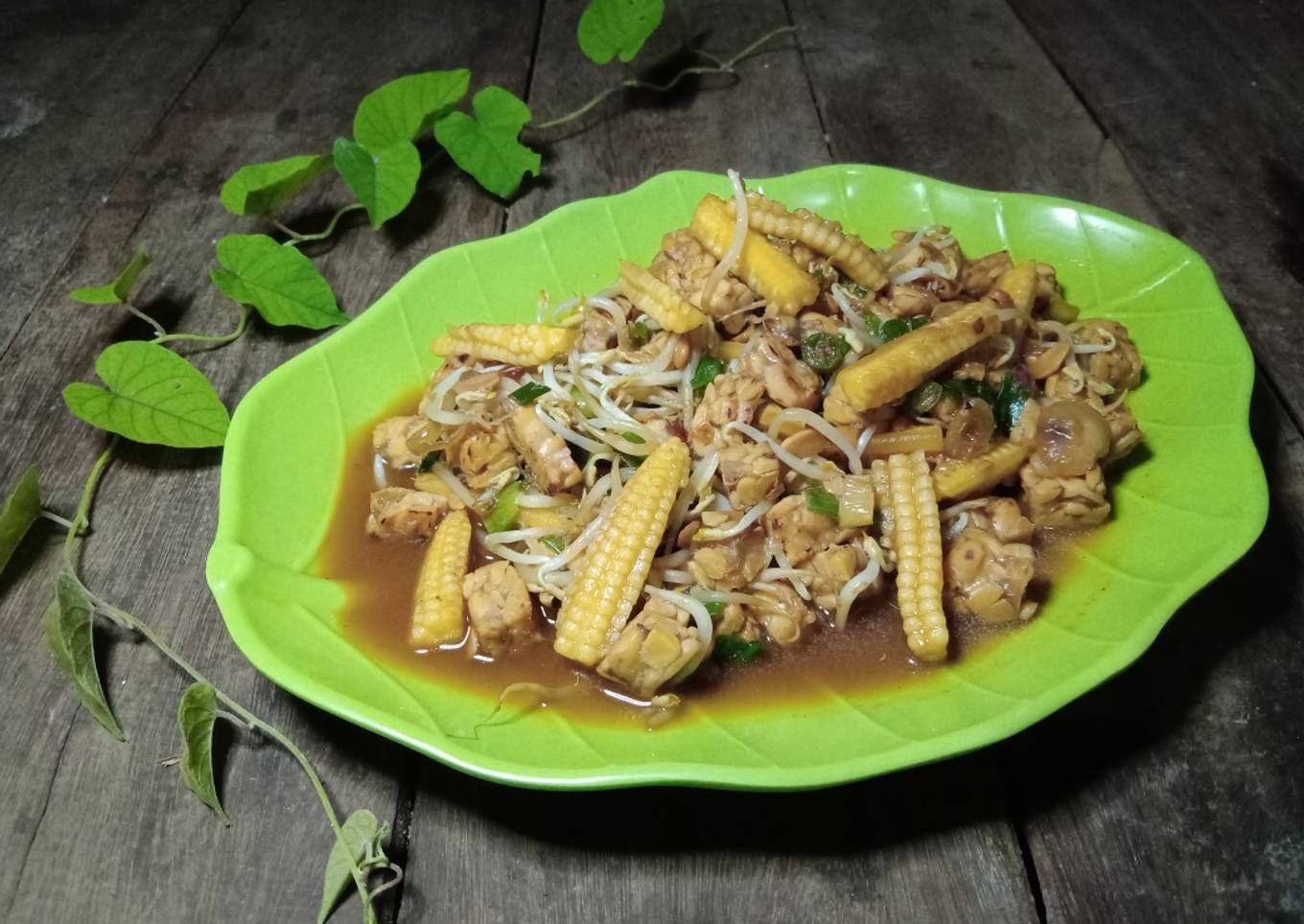 28. Tumis Tempe Jagung Muda Tauco