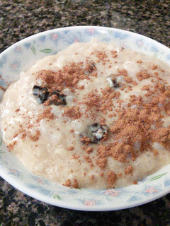 A picture of Almond Milk Rice Pudding With Raisins .
