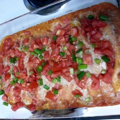 A picture of Chicken & cheese enchiladas.