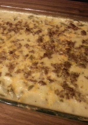 A picture of World's Best Hashbrown Casserole.
