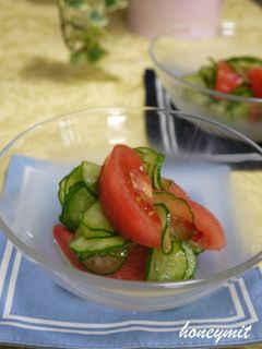 A picture of Marinated Tomato and Cucumber.