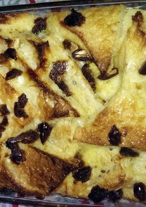 A picture of Bread n Butter Pudding with Dates.