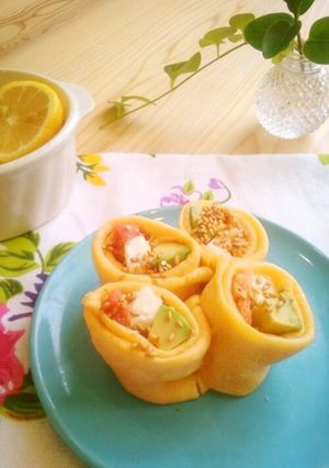 A picture of Super Easy Crepe California Rolls.