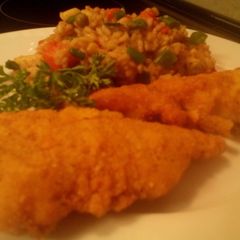 A picture of sunshines oven fried flounder.