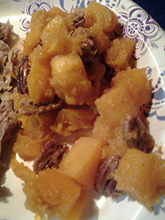 A picture of Butternut squash, pecan sauté.