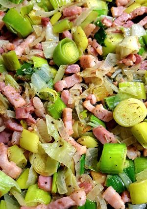 Une photo de Fondue de poireaux aux lardons