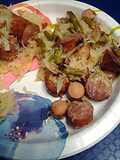 Sauerkraut Radicchio, green beans, sausage and hotdog casserole