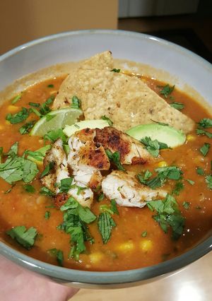 A picture of Chicken Tortilla Soup.