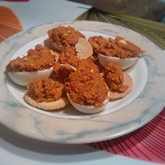 A picture of Simple deviled tuna eggs.