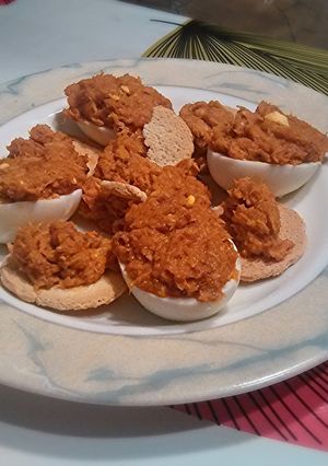 A picture of Simple deviled tuna eggs.
