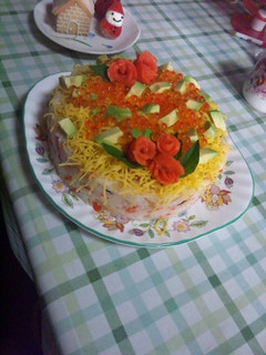 A picture of Easy Sushi Cake for Birthday Parties.