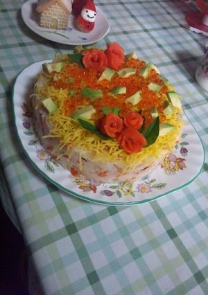 A picture of Easy Sushi Cake for Birthday Parties.