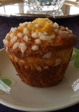 A picture of AMIEs BANANA Muffins with Cream Cheese frosting.