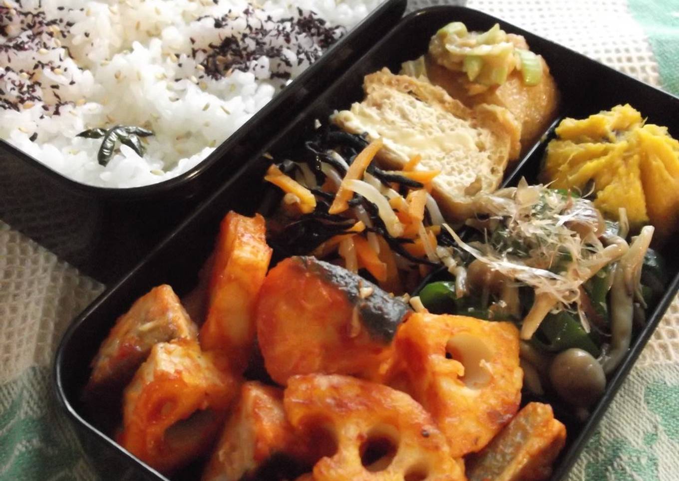 Niigata-Style Bento - Lotus Root and Salmon with Kanzuri Ketchup