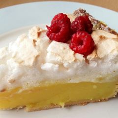 A picture of Vickys Lemon Meringue Pie GF DF EF SF NF Vegan.