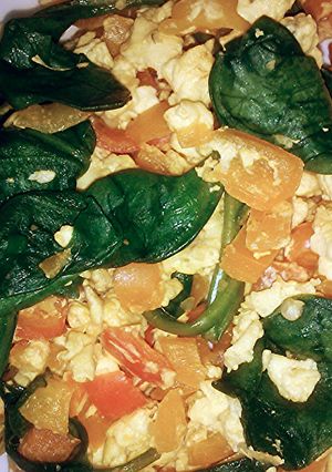 A picture of Spinach Pepper Eggs.