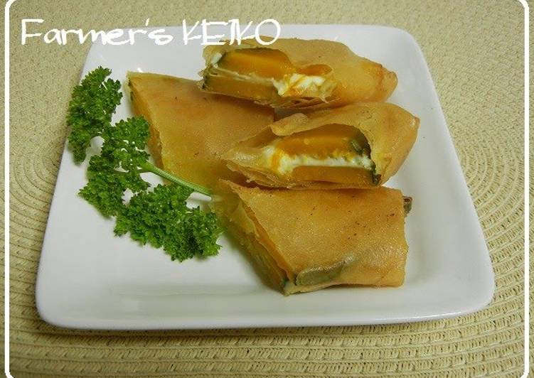 Step-by-Step Guide to Make Quick [Farmer’s Recipe] Kabocha Spring Rolls with Cream Cheese