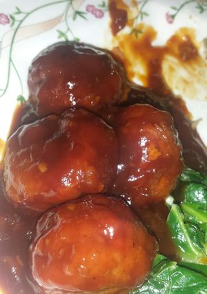A picture of Sticky Barbacue Meatballs.