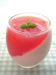 A picture of Watermelon Jelly on Watermelon Bavarian Cream.