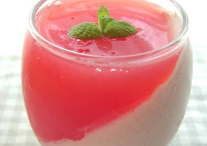 Watermelon Jelly on Watermelon Bavarian Cream