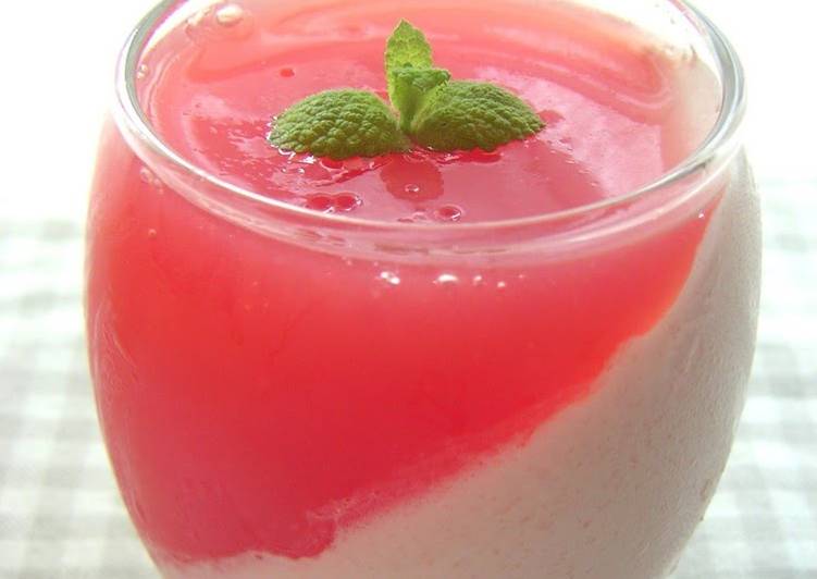 Recipe of Award-winning Watermelon Jelly on Watermelon Bavarian Cream