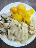 Merluza en Salsa Verde con Gambas y Almejas TMX