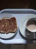 Bread with chocolate spread tea