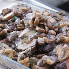 A picture of Grilled Beef Tenderloin with Portobello Sauce.