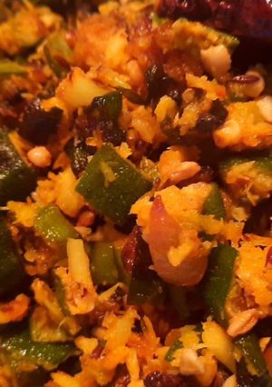 A picture of Okra/ladies finger stir fry.
