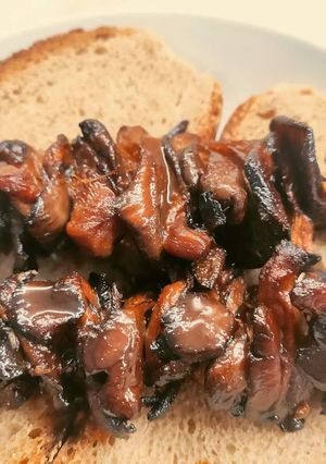 Foto di Spiedini di funghi pleurotus arrosto