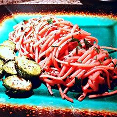 A picture of Pink pasta.