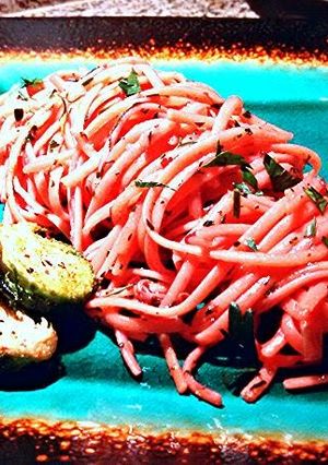 A picture of Pink pasta.