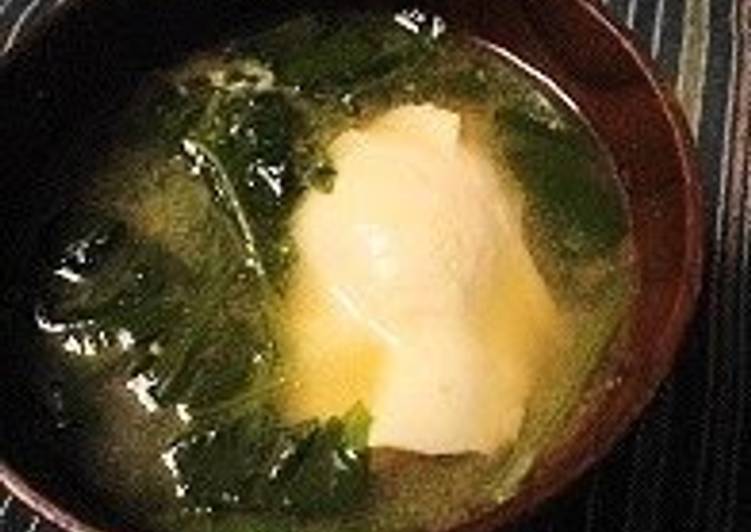 Recipe of Favorite Miso Soup with Spinach and Poached Egg