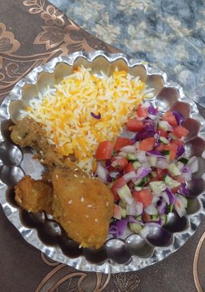 عکسی از دستور مرغ سوخاری با کابلی پلو🍗