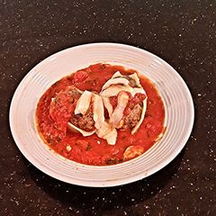 A picture of Cheese Filled Meatball Stuffed Jumbo Pasta Shells.