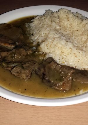 A picture of Beef tongue in capres sauce.