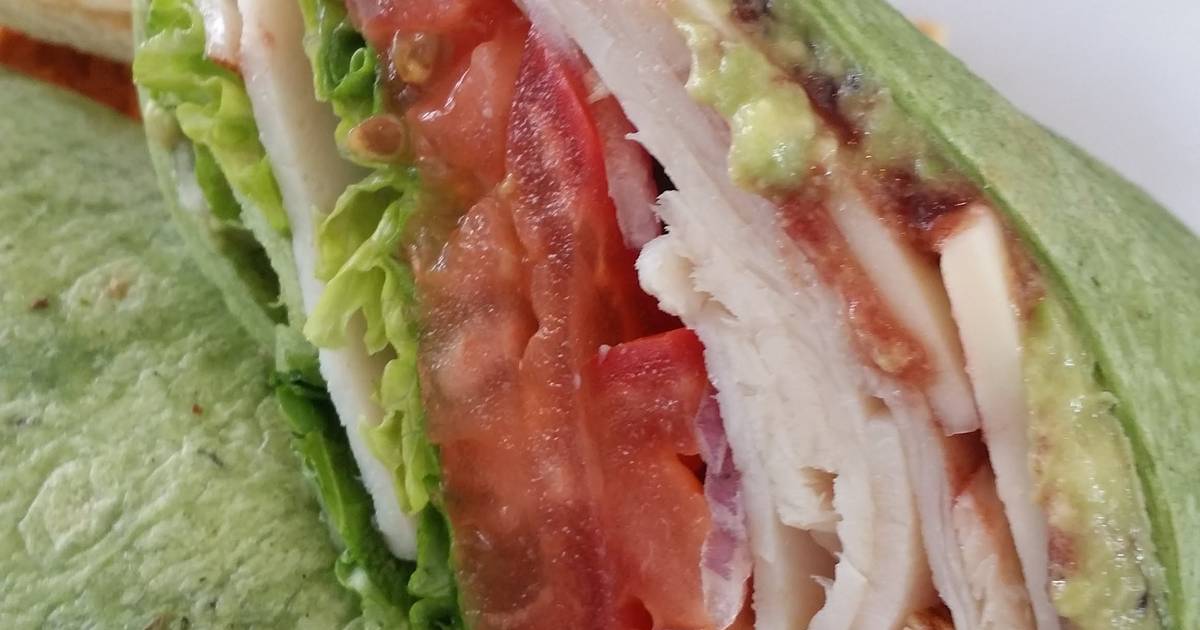 Leftover roasted turkey sandwich wrap