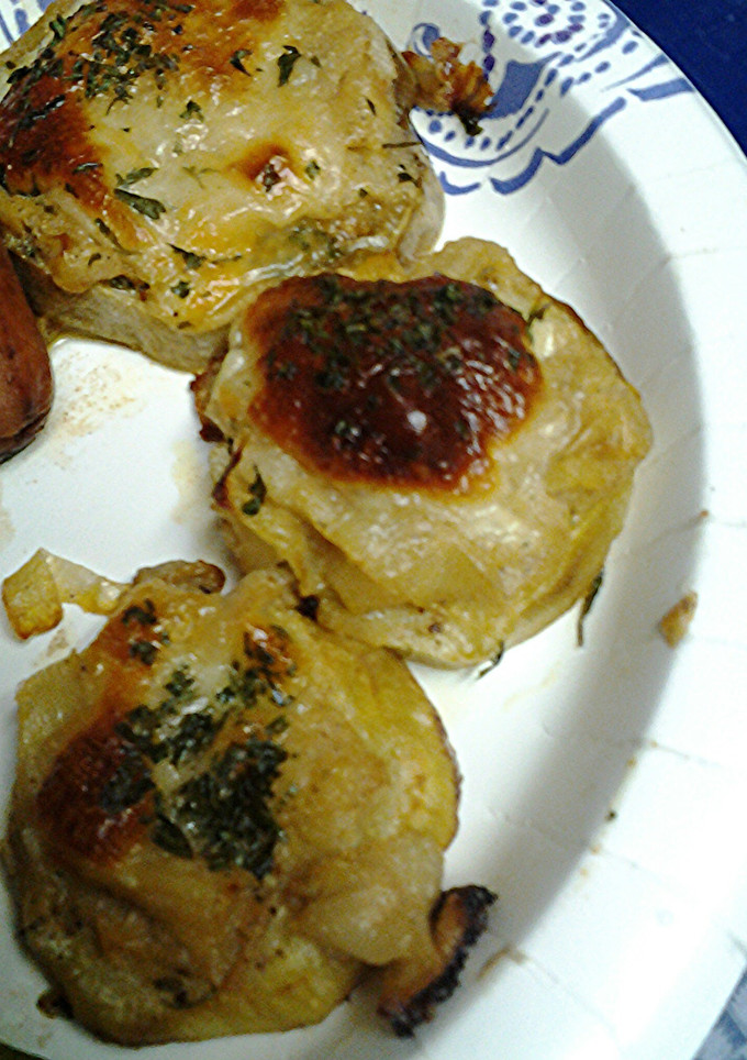 A picture of In and out of the oven.
