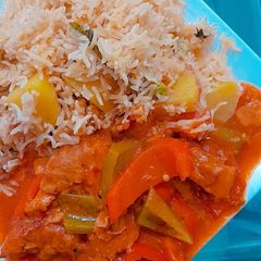 A picture of Red chicken chinese.
