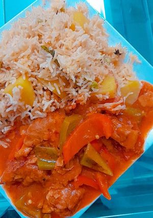 A picture of Red chicken chinese.