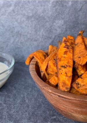 Édes sült krumpli sütőben recept fotója