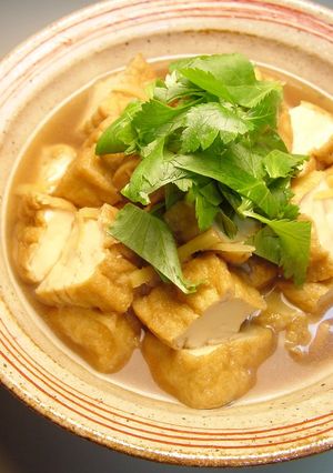 A picture of Simmered Atsuage with Sweet & Salty Ginger.