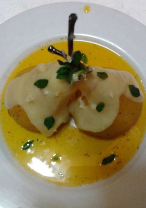 A picture of Ladybirds Saffron Pears with White Chocolate Cream ..