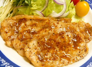 A picture of Sautéed Pork with Mirin and Mustard.