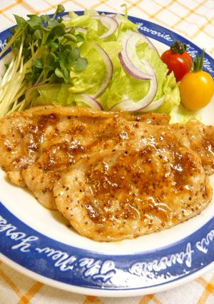 A picture of Sautéed Pork with Mirin and Mustard.